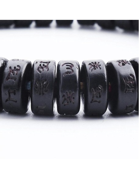Coconut Shell Beads Bracelet with engraved Mantra - Attract Wisdom & Boost Spiritual Energy Coconut Shell Beads Bracelet with engraved Mantra - Attract Wisdom & Boost Spiritual Energy