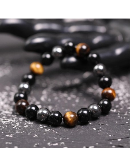 Triple Protection Bracelet - Tiger’s Eye, Obsidian, Hematite Triple Protection Bracelet - Tiger’s Eye, Obsidian, Hematite