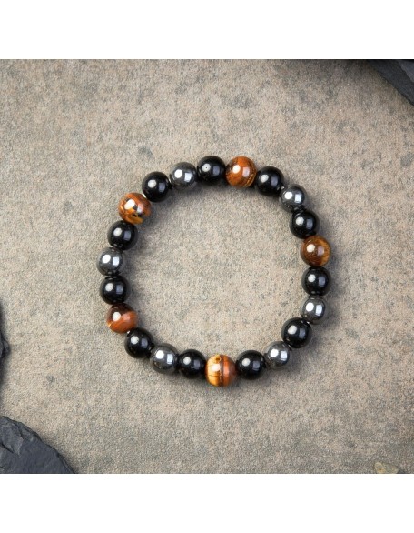 Triple Protection Bracelet - Tiger’s Eye, Obsidian, Hematite Triple Protection Bracelet - Tiger’s Eye, Obsidian, Hematite