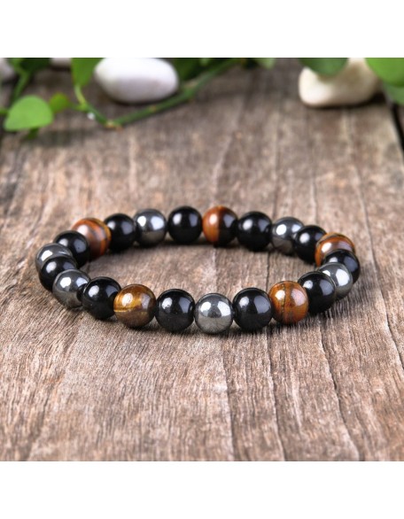 Triple Protection Bracelet - Tiger’s Eye, Obsidian, Hematite Triple Protection Bracelet - Tiger’s Eye, Obsidian, Hematite