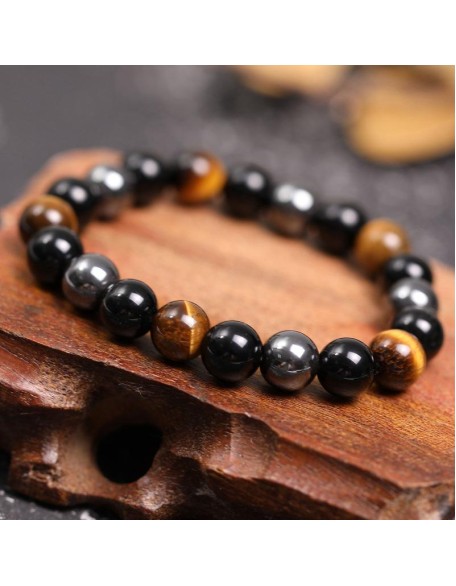 Triple Protection Bracelet - Tiger’s Eye, Obsidian, Hematite Triple Protection Bracelet - Tiger’s Eye, Obsidian, Hematite