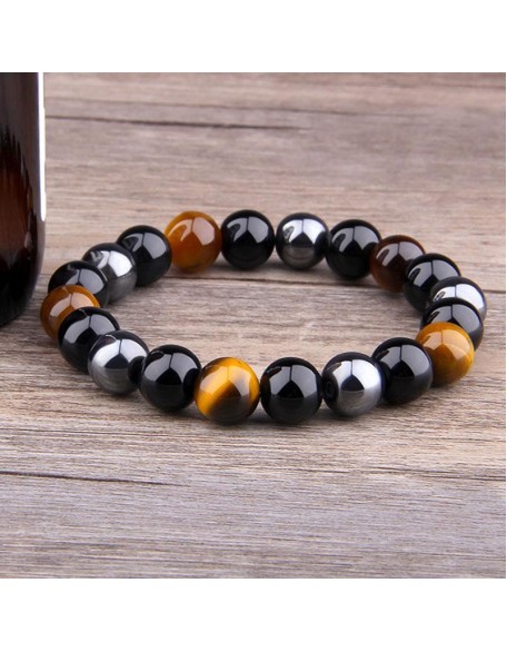 Triple Protection Bracelet - Tiger’s Eye, Obsidian, Hematite Triple Protection Bracelet - Tiger’s Eye, Obsidian, Hematite