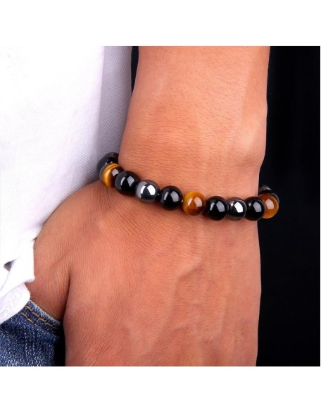 Triple Protection Bracelet - Tiger’s Eye, Obsidian, Hematite Triple Protection Bracelet - Tiger’s Eye, Obsidian, Hematite