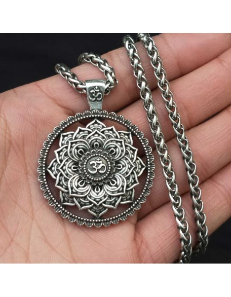 Om Lotus Mandala Necklace - Balance & Wisdom Om Lotus Mandala Necklace - Balance & Wisdom