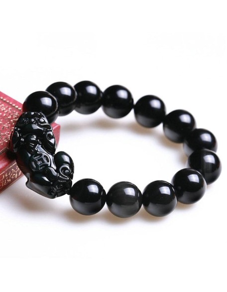 Black Obsidian Pixiu Bracelet - Wealth Protection Black Obsidian Pixiu Bracelet - Wealth Protection