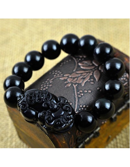 Black Obsidian Pixiu Bracelet - Wealth Protection Black Obsidian Pixiu Bracelet - Wealth Protection