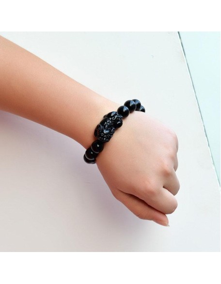 Black Obsidian Pixiu Bracelet - Wealth Protection Black Obsidian Pixiu Bracelet - Wealth Protection