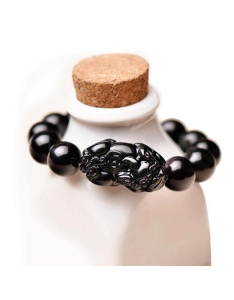 Black Obsidian Pixiu Bracelet - Wealth Protection Black Obsidian Pixiu Bracelet - Wealth Protection