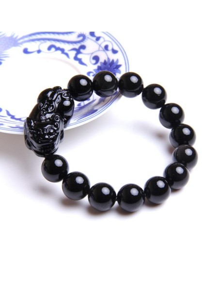 Black Obsidian Pixiu Bracelet - Wealth Protection Black Obsidian Pixiu Bracelet - Wealth Protection