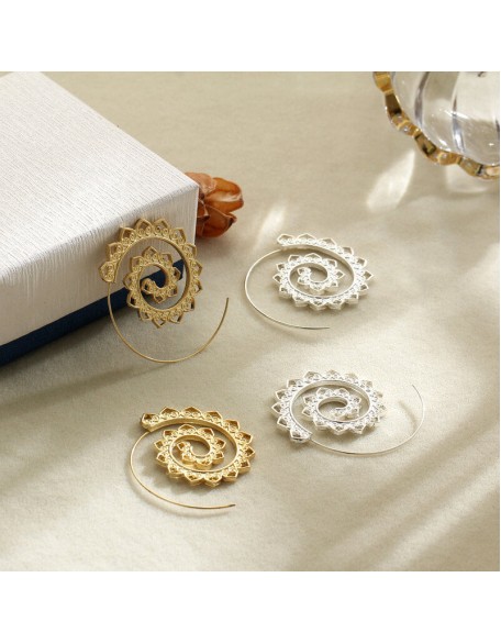 Spiral Hippie Hoops - Large Statement Earrings Spiral Hippie Hoops - Large Statement Earrings