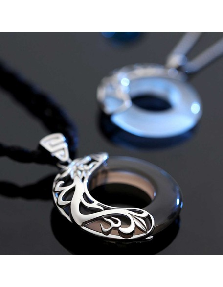 Dragon & Phoenix Couple Necklace - Obsidian & Opal Pendants for Protection Dragon & Phoenix Couple Necklace - Obsidian & Opal Pendants for Protection