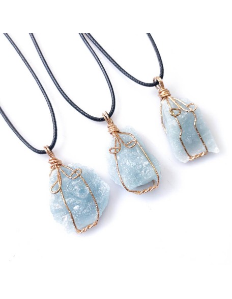 Raw Aquamarine Stone Pendant Necklace Raw Aquamarine Stone Pendant Necklace