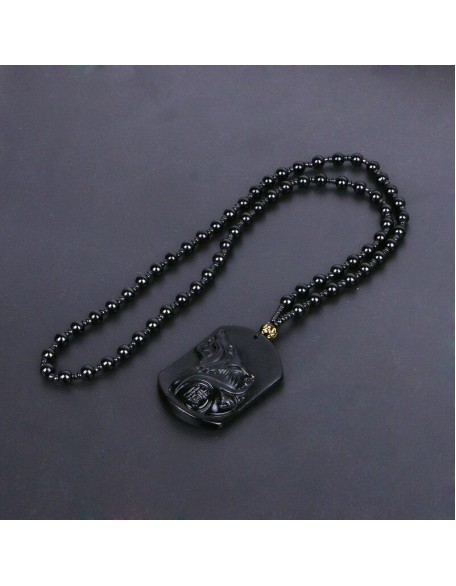 Black Obsidian Wolf Protection Necklace Wolf Pendant Black Obsidian Wolf Protection Necklace Wolf Pendant