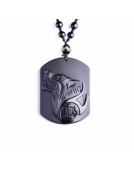 Black Obsidian Wolf Protection Necklace Wolf Pendant Black Obsidian Wolf Protection Necklace Wolf Pendant