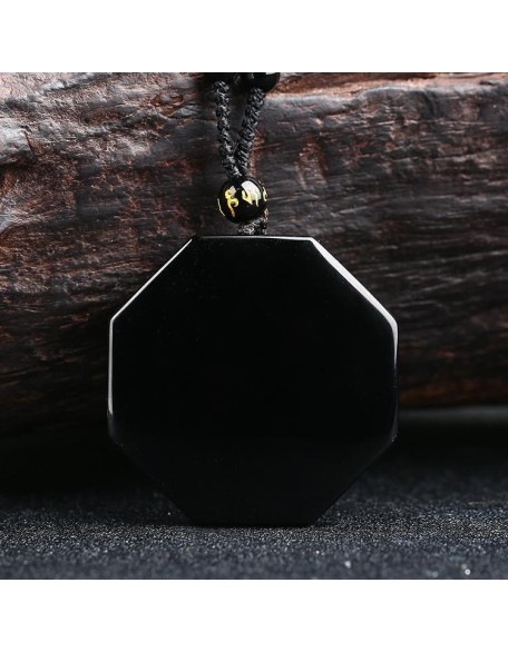 Obsidian Yin and Yang Necklace - Bagua Pendant Obsidian Yin and Yang Necklace - Bagua Pendant