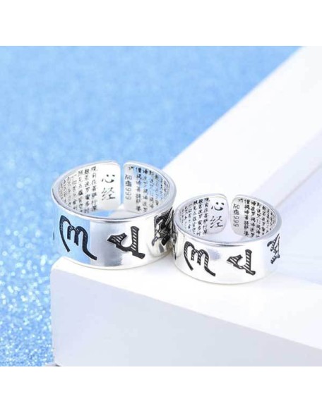 Buddhist Mantra & Heart Sutra Ring - Attain True Happiness