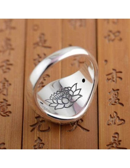 Lotus Mantra Ring – Om Mani Padme Hum - Silver, Gold