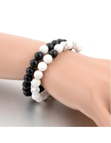 Black & White Distance Bracelets Bundle - For Couples Black & White Distance Bracelets Bundle - For Couples