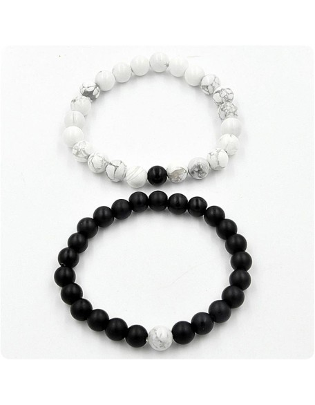 Black & White Distance Bracelets Bundle - For Couples Black & White Distance Bracelets Bundle - For Couples