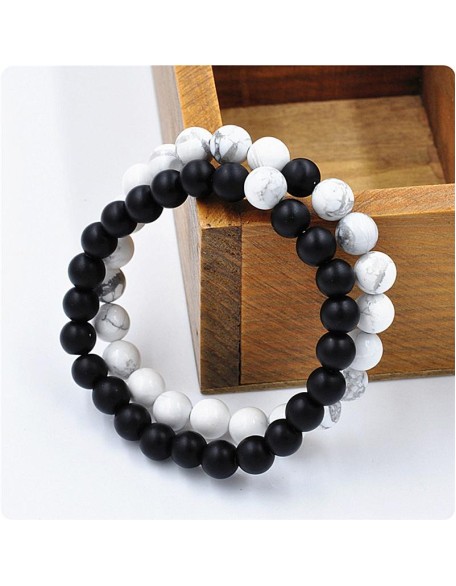 Black & White Distance Bracelets Bundle - For Couples Black & White Distance Bracelets Bundle - For Couples