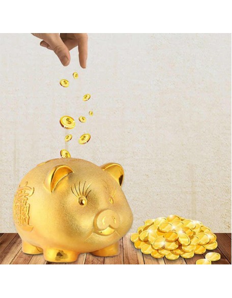 Gold Chinese Piggy Bank - Ceramic Gold Chinese Piggy Bank - Ceramic