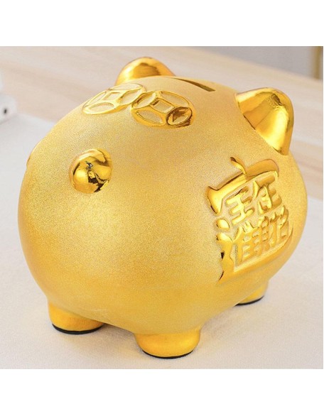 Gold Chinese Piggy Bank - Ceramic Gold Chinese Piggy Bank - Ceramic