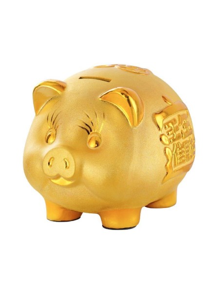 Gold Chinese Piggy Bank - Ceramic Gold Chinese Piggy Bank - Ceramic