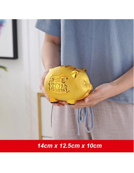 Gold Chinese Piggy Bank - Ceramic Gold Chinese Piggy Bank - Ceramic