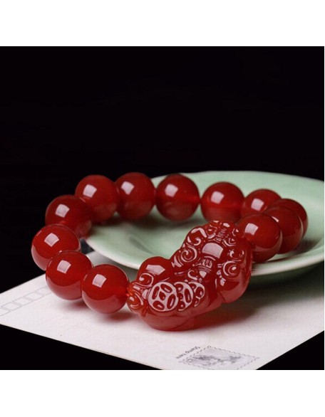 Red Agate Pixiu Bracelet - Preserve Wealth