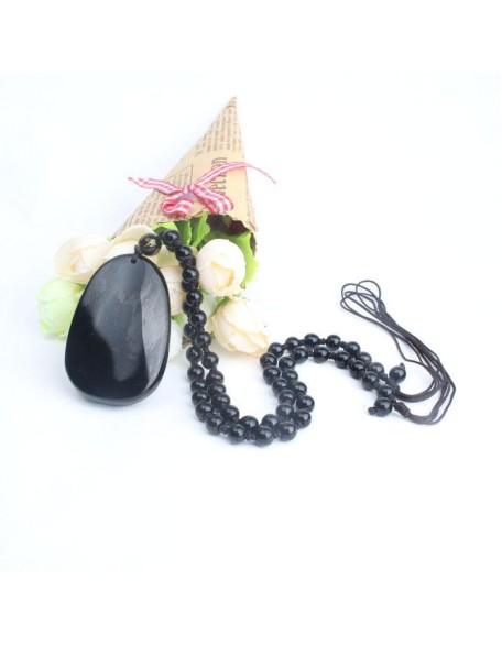 Black Obsidian Buddha Necklace Pendant - Protection & Courage Black Obsidian Buddha Necklace Pendant - Protection & Courage