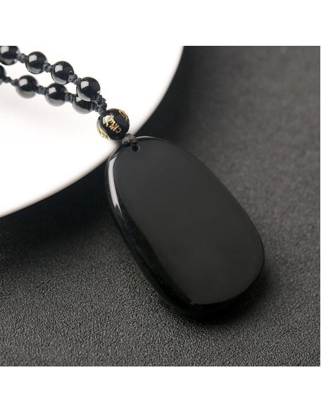 Black Obsidian Buddha Necklace Pendant - Protection & Courage Black Obsidian Buddha Necklace Pendant - Protection & Courage