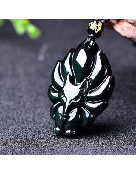 Nine-Tailed Fox Rainbow Obsidian Necklace - Love & Fidelity Nine-Tailed Fox Rainbow Obsidian Necklace - Love & Fidelity