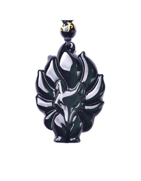 Nine-Tailed Fox Rainbow Obsidian Necklace - Love & Fidelity Nine-Tailed Fox Rainbow Obsidian Necklace - Love & Fidelity
