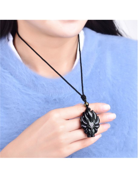 Nine-Tailed Fox Rainbow Obsidian Necklace - Love & Fidelity Nine-Tailed Fox Rainbow Obsidian Necklace - Love & Fidelity