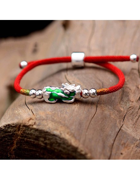 Temperature Color Changing Pixiu Bracelet - Handwoven Rope