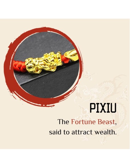 Double Pixiu Ingot & Lucky Red Rope Bracelet Double Pixiu Ingot & Lucky Red Rope Bracelet