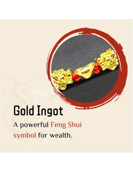 Double Pixiu Ingot & Lucky Red Rope Bracelet Double Pixiu Ingot & Lucky Red Rope Bracelet