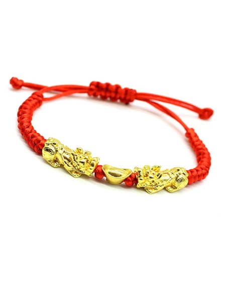 Double Pixiu Ingot & Lucky Red Rope Bracelet Double Pixiu Ingot & Lucky Red Rope Bracelet