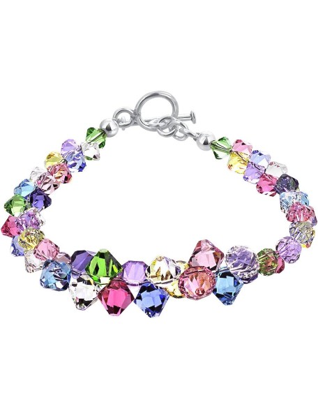 Gem Avenue Cluster Style Bicone Austrian Crystals 7.5 inch 925 Sterling Silver Toggle Clasp Bracelet for Womens Gem Avenue Cluster Style Bicone Austrian Crystals 7.5 inch 925 Sterling Silver Toggle Clasp Bracelet for Womens