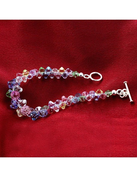 Gem Avenue Cluster Style Bicone Austrian Crystals 7.5 inch 925 Sterling Silver Toggle Clasp Bracelet for Womens Gem Avenue Cluster Style Bicone Austrian Crystals 7.5 inch 925 Sterling Silver Toggle Clasp Bracelet for Womens