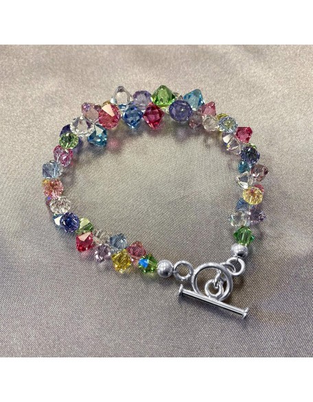 Gem Avenue Cluster Style Bicone Austrian Crystals 7.5 inch 925 Sterling Silver Toggle Clasp Bracelet for Womens Gem Avenue Cluster Style Bicone Austrian Crystals 7.5 inch 925 Sterling Silver Toggle Clasp Bracelet for Womens