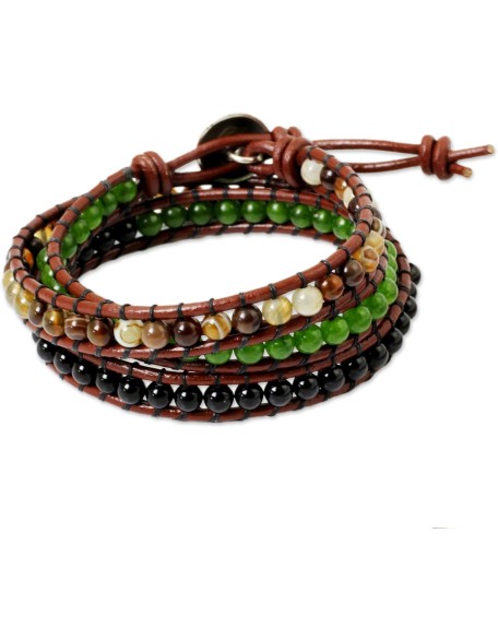 Handmade Onyx Agate Wrap Bracelet Artisan Crafted Multi Gemstone Fine Silver Quartz Multigem Multicolor Green Beaded Thailand Cypress Birthstone Handmade Onyx Agate Wrap Bracelet Artisan Crafted Multi Gemstone Fine Silver Quartz Multigem Multicolor Green Beaded Thailand Cypress Birthstone