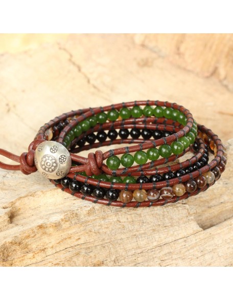 Handmade Onyx Agate Wrap Bracelet Artisan Crafted Multi Gemstone Fine Silver Quartz Multigem Multicolor Green Beaded Thailand Cypress Birthstone Handmade Onyx Agate Wrap Bracelet Artisan Crafted Multi Gemstone Fine Silver Quartz Multigem Multicolor Green Beaded Thailand Cypress Birthstone