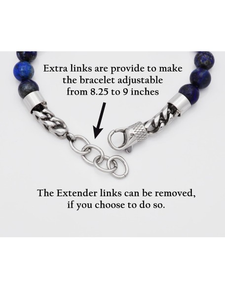 Men's Genuine Gemstone Bead Stainless Steel Franco Link Bracelet Men's Genuine Gemstone Bead Stainless Steel Franco Link Bracelet