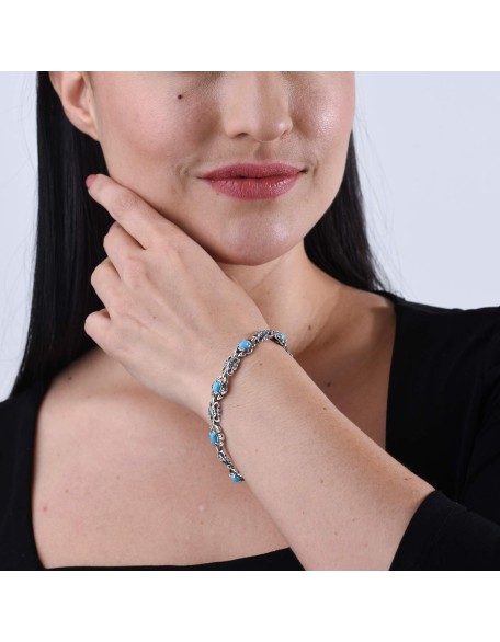 American West Jewelry Sterling Silver Women's Link Bracelet American West Jewelry Sterling Silver Women's Link Bracelet