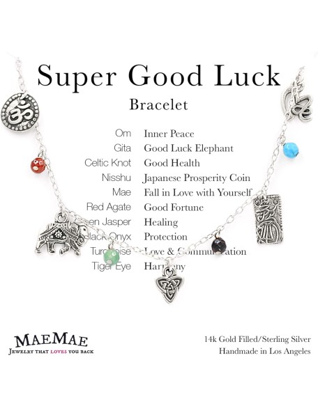 Super Good Luck Bracelet, Sterling Silver 14K Gold Fill Dangle Charm Bracelet Super Good Luck Bracelet, Sterling Silver 14K Gold Fill Dangle Charm Bracelet