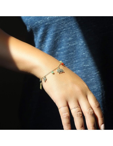 Super Good Luck Bracelet, Sterling Silver 14K Gold Fill Dangle Charm Bracelet Super Good Luck Bracelet, Sterling Silver 14K Gold Fill Dangle Charm Bracelet