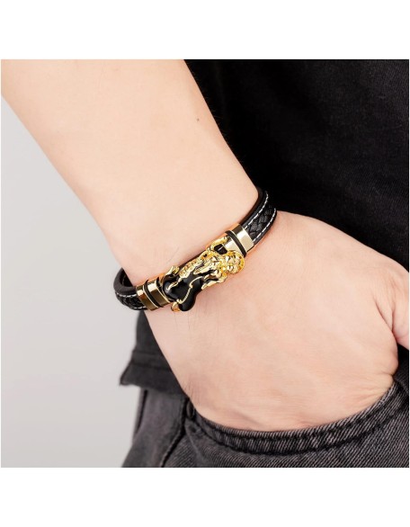 Bracelets Feng Shui Guardian Charm Leather Bracelet Men Women Troops Wristband Jewelry Gold Black PIXIU Wealth braclets Bracelets Feng Shui Guardian Charm Leather Bracelet Men Women Troops Wristband Jewelry Gold Black PIXIU Wealth braclets