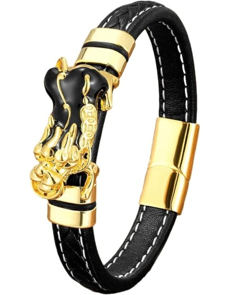 Bracelets Feng Shui Guardian Charm Leather Bracelet Men Women Troops Wristband Jewelry Gold Black PIXIU Wealth braclets Bracelets Feng Shui Guardian Charm Leather Bracelet Men Women Troops Wristband Jewelry Gold Black PIXIU Wealth braclets