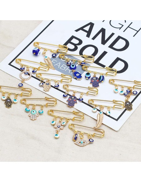 Turkey Evil Eye Rhinestone Charm Blue Lucky Eyeball Hands Brooch Pins Jewelry for Good Luck Turkey Evil Eye Rhinestone Charm Blue Lucky Eyeball Hands Brooch Pins Jewelry for Good Luck